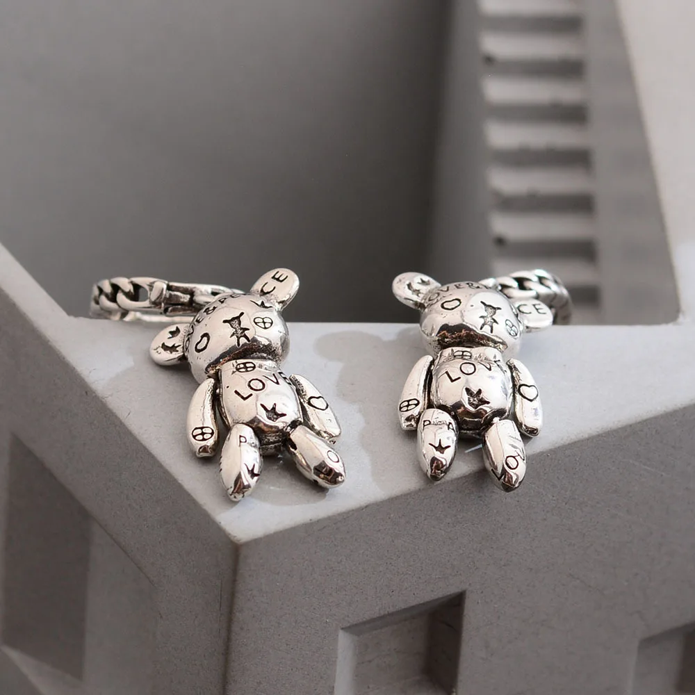 New Arrival Lovely Bear Animal 925 Silver Needle Ladies Tassels Stud Earrings Promotion Jewelry For Women Anti Allergy Gifts