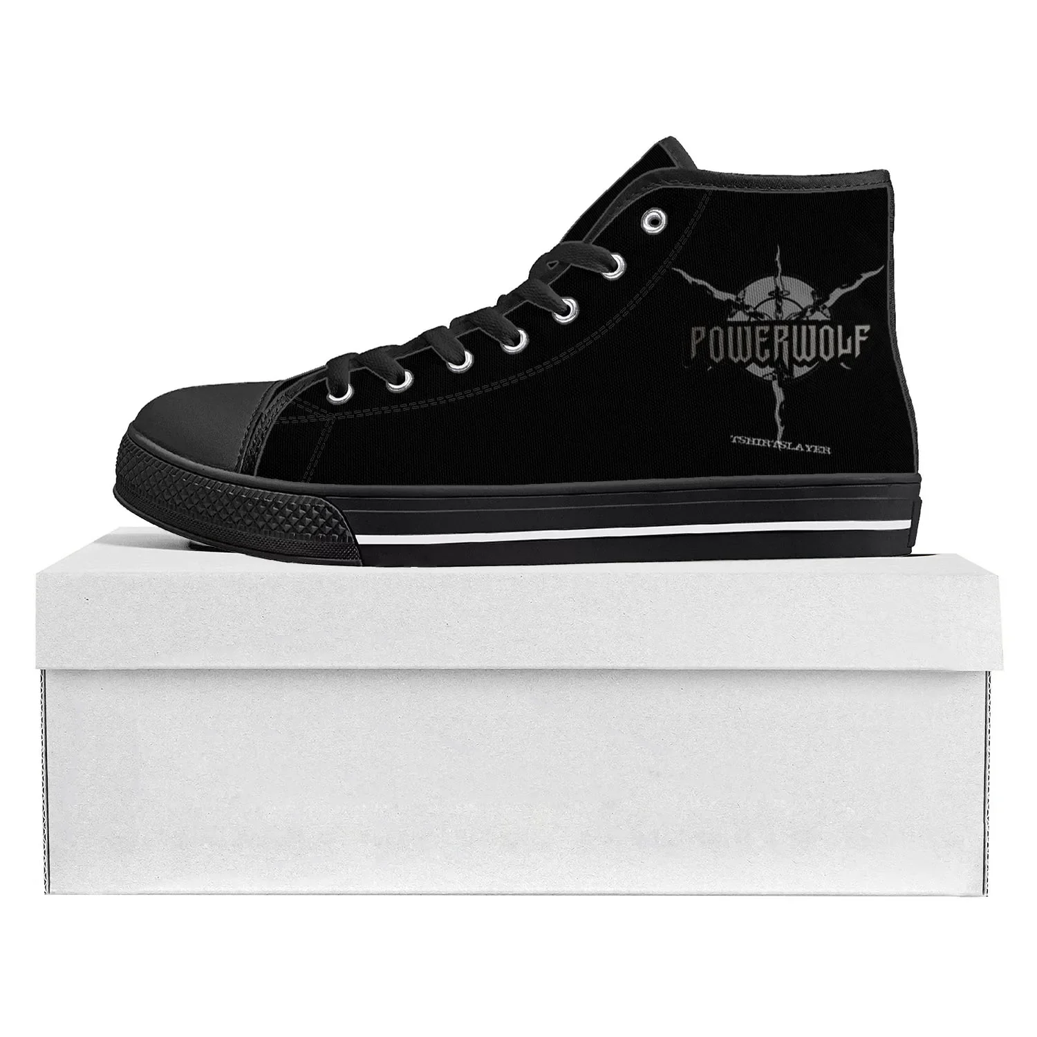Power Metal Powerwolf Rock Band High Top High Quality Sneakers Mens Womens Teenager Canvas Sneaker Couple Shoe Custom Shoe Black