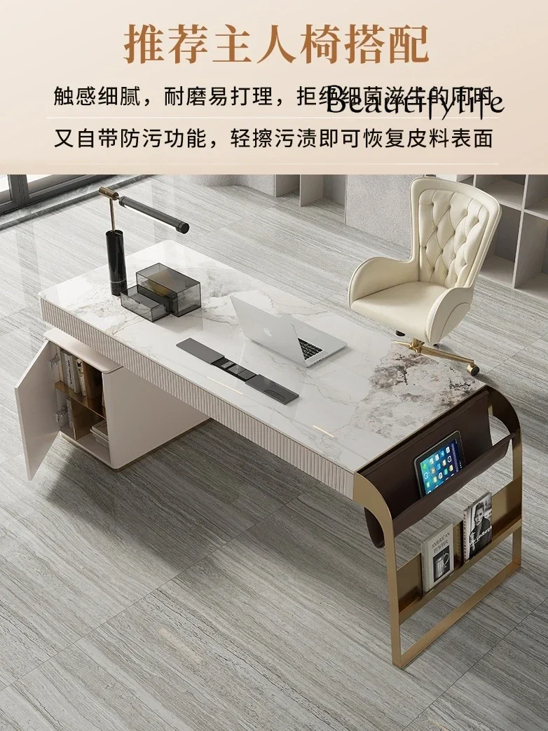 Light Luxury Designer Stone Plate Desk Bedroom Office Computer Desk Reception Table Desk