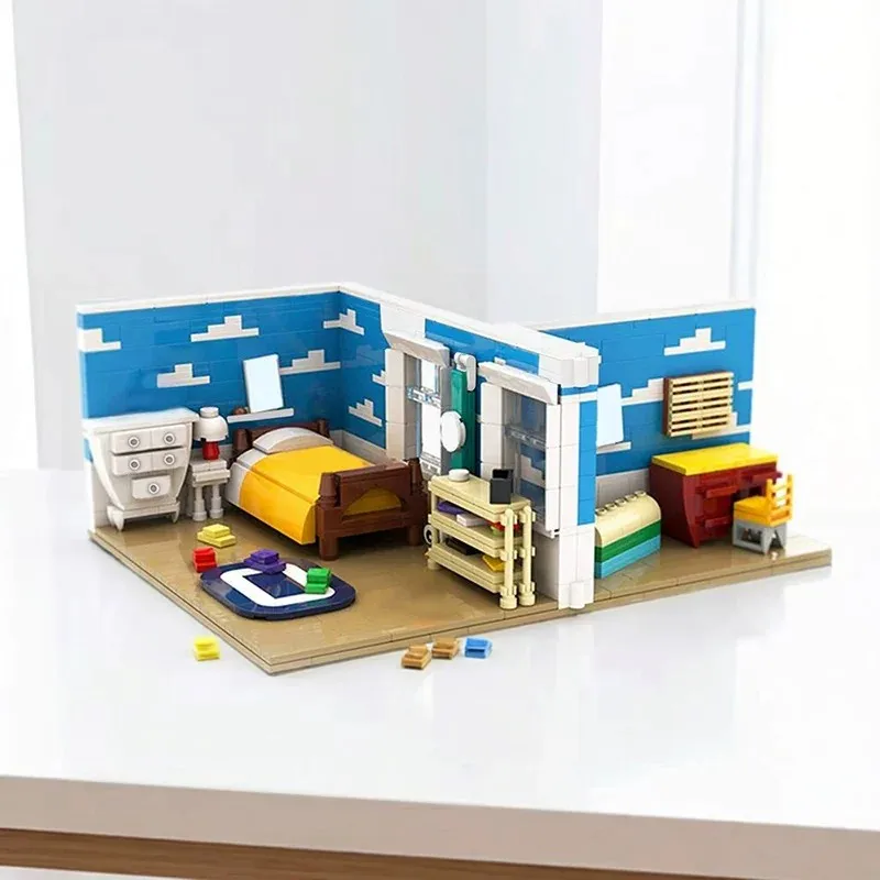 MOC Kreatives Anime-Architekturmodell „Andys Zimmer“ Baustein-Set DIY Erwachsenen-Puzzle Bausatz Spielzeug Geburtstagsgeschenk Dekoration – Detail 1