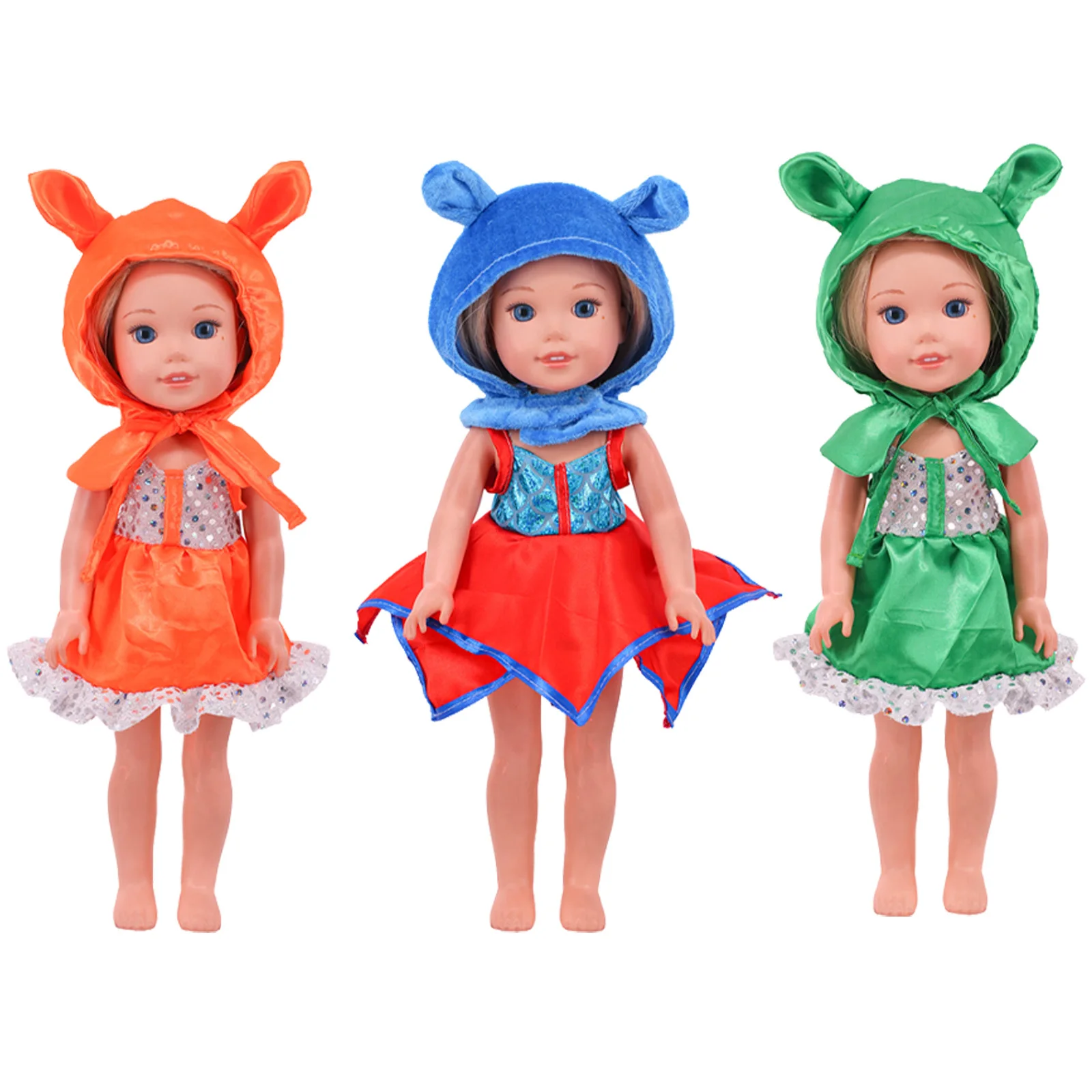 14.5Inch Doll Clothes Bodysuit Hooded&Suspender Skirt,Lace Thigh Sock Fit Nancy Doll&36Cm Paola Renio&Alive Baby Doll Girl\'s Toy