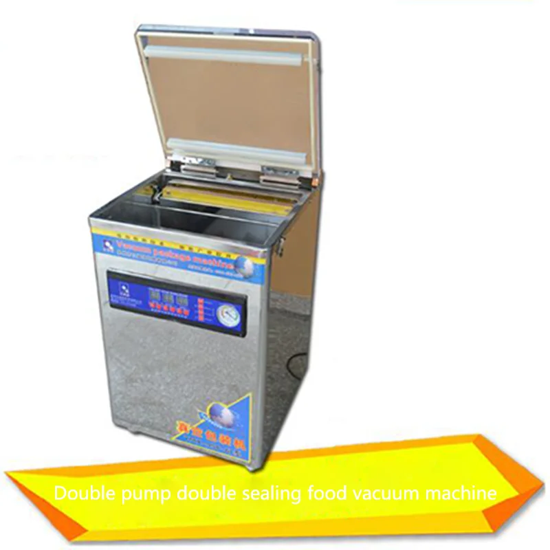 1PC 220V Stainless Steel Table-Style food vacuum bag packing machine YMX-958-06L Desk-top Double pump vacuum packer machine
