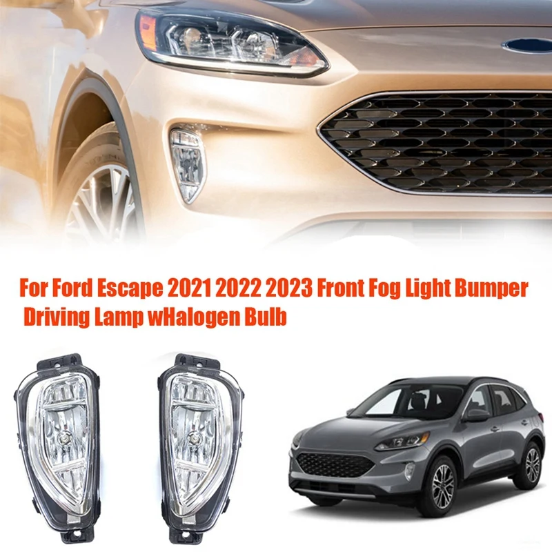 

Front Bumper Fog Light Assembly For Ford Escape 2021 2022 2023 Car Driving Lamp Foglight W/Halogen Bulb