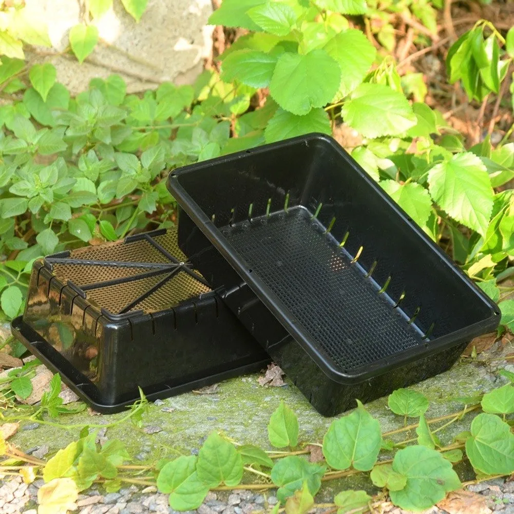 Black PP Starter Trays 4 Pcs 26 x 18 x 7.5 cm for Indoor Gardening Microgreens For Sprouting and Hardening Off