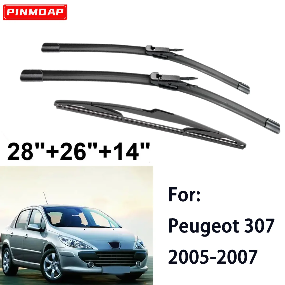 

1/2/3/4/6pcs Car Front Rear Wiper Blades For Peugeot 307 2005-2007 Wiper Brushes Auto Accessories 2005 2006 2007