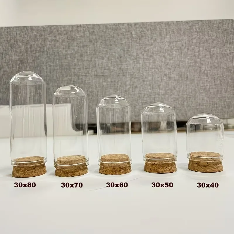 24pc Mini DIY Bell-Shaped Glass Covers with Soft Base Transparent Display for Bead Stringing Floating Bottles Sand Wedding Decor
