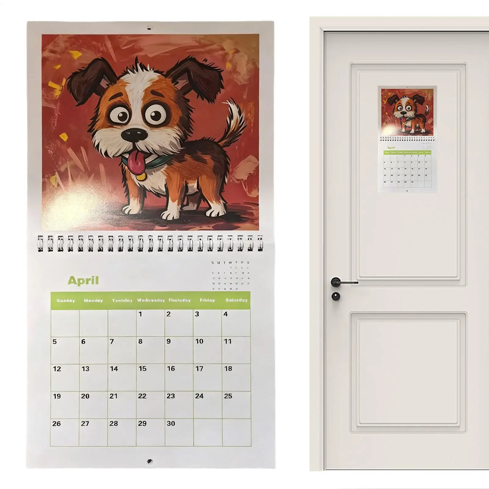 Calendário do cão 2026 adorável marrom filhote de cachorro calendário de mesa bonito dos desenhos animados filhote de cachorro planejador 12 meses calendário de parede para amante dos animais
