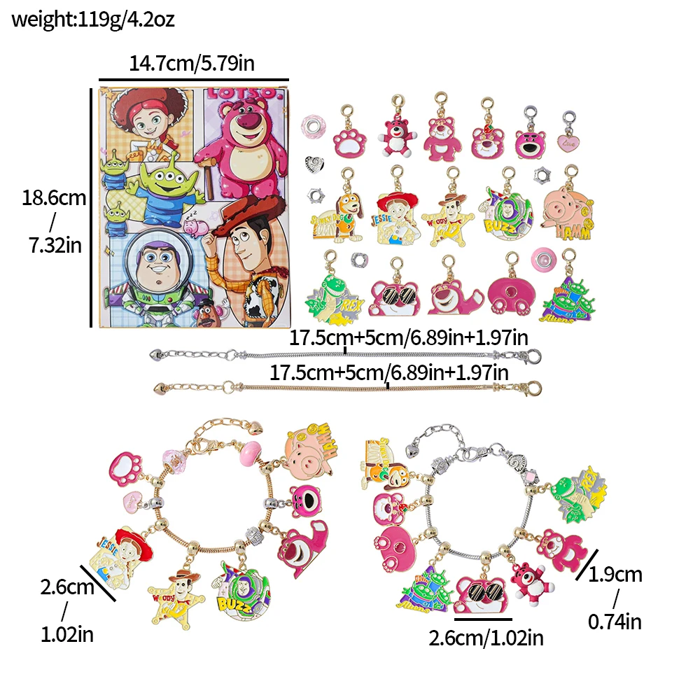 Disney Cartoon Toy Story Lotso Series Bead Pendant DIY Bracelet Blind Box Party Toy Gift Kawaii Accessory