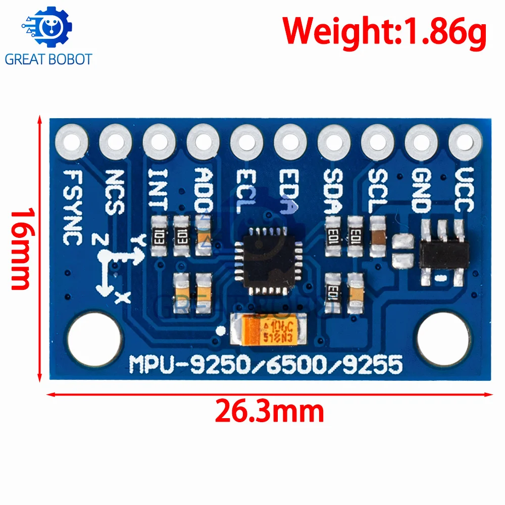 GY-9250 MPU9250 9-Axis IMU Sensor Module Gyro Accelerometer Magnetometer I2C SPI
