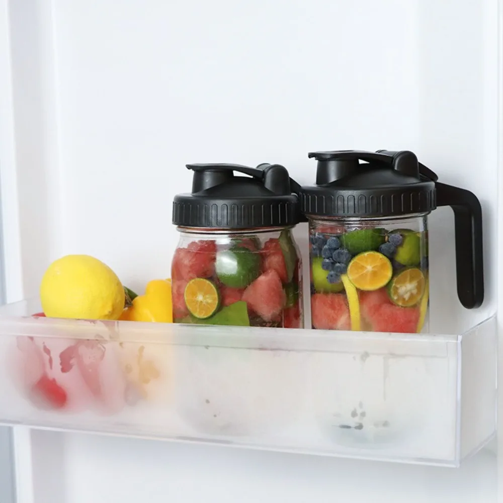 New Reusable Mason Jar Lids 86mm for Wide Mouth Jar Seal Bottle Cover Plastic Leak-proof Spout Lid with Handle Home Kitchen Tool