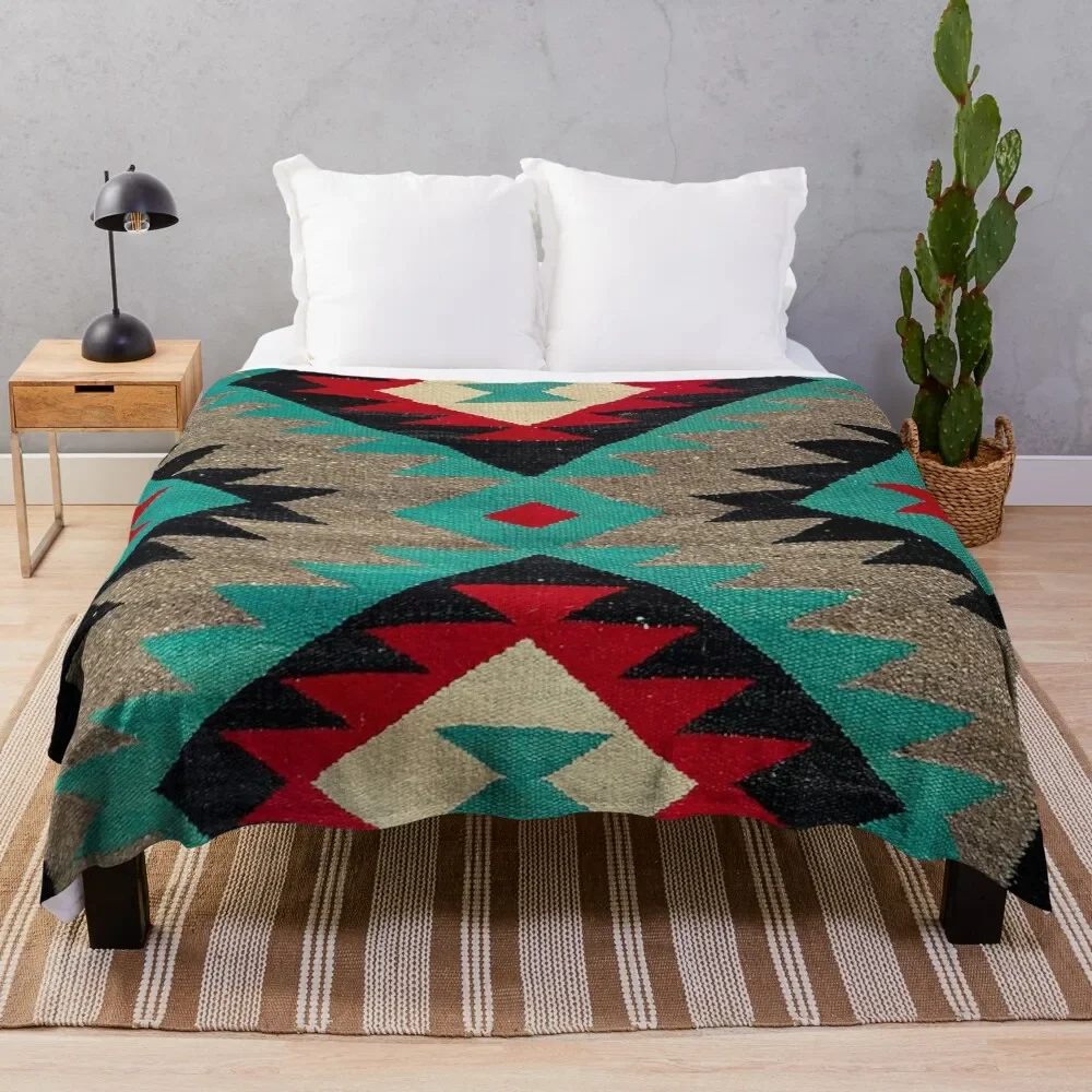 

Navajo Blanket pattern, turquise, red, grey, black Throw Blanket Warm Comfortable Blanket for Office Napping