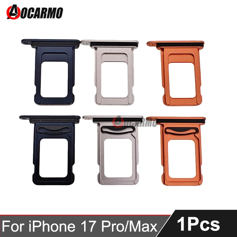 Aocarmo Black White Orange Single Sim Card For iPhone 17PM 17ProMax 17 Pro Dual SIM Card Slot Tray Holder Replacement Parts