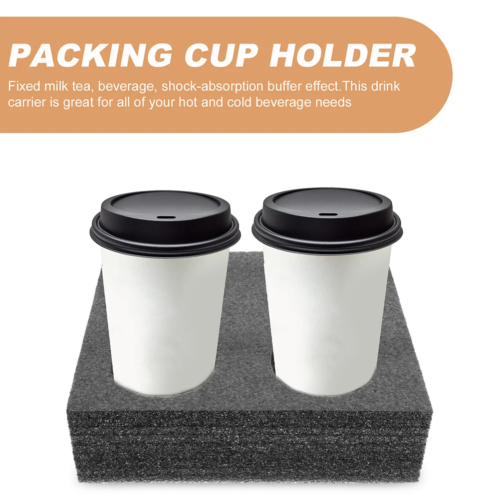 

2 pcs Pearl Cotton Material Takeout Cup Tray For Coffee Milk Tea Drink Carrier Tray Outdoor Use Packing Supply Multi-Hole Cup