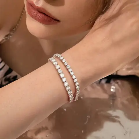 COSYA D VVS1 여성용 Moissanite 테니스 팔찌 GRA 인증 925 스털링 실버 도금 18K 화이트 골드 웨딩 쥬얼리 선물
