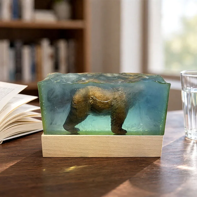 Bear Figure Resin Light Simulation Animals Table Lamp Beautiful Bedroom Ornament Room Decorations Iterm USB Charge