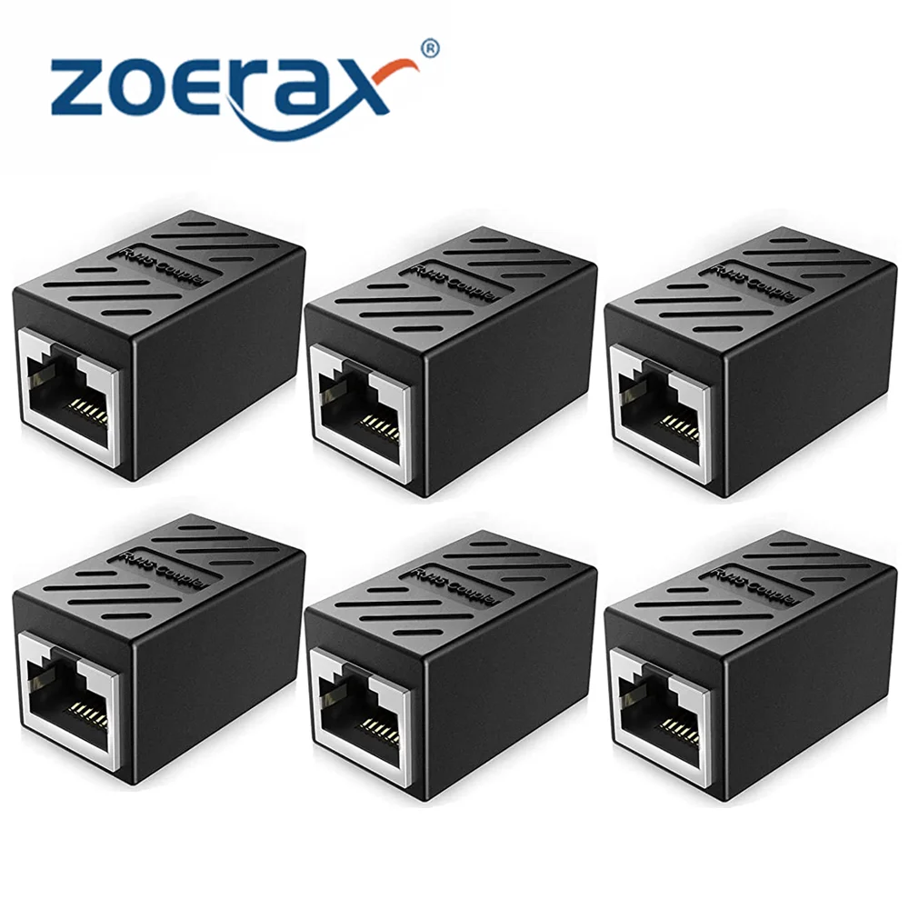 ZoeRax RJ45 Female to Female Port Network Ethernet LAN Splitter Connector Transfer Head RJ45 Adapter Coupler CAT5 CAT6 Socket