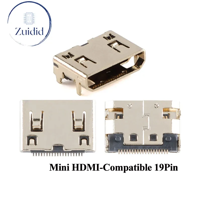 5-10pcs Micro Mini HDMI-Compatible Female Jack/Plug Socket USB Connector Type C D 19PIN Horizontal SMD for HD Display Interface