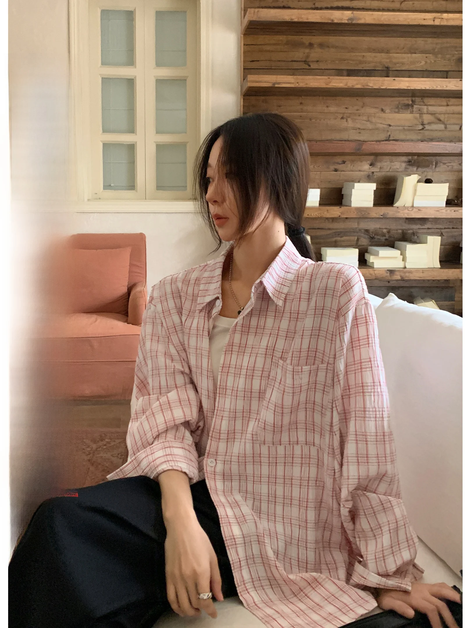 

Повседневное женское пальто-рубашка в стиле Lazy Sle с ярким узором, дышащее, легкое, из полиэфирного волокна, с длинными рукавами и отложным воротником