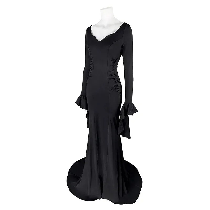 Cosplay Costume Morticia Black Sexy Up Slim Party Evening Dress Disfraz Halloween Witch Dresses Womenr,7;k'2.s;9, - Image 4
