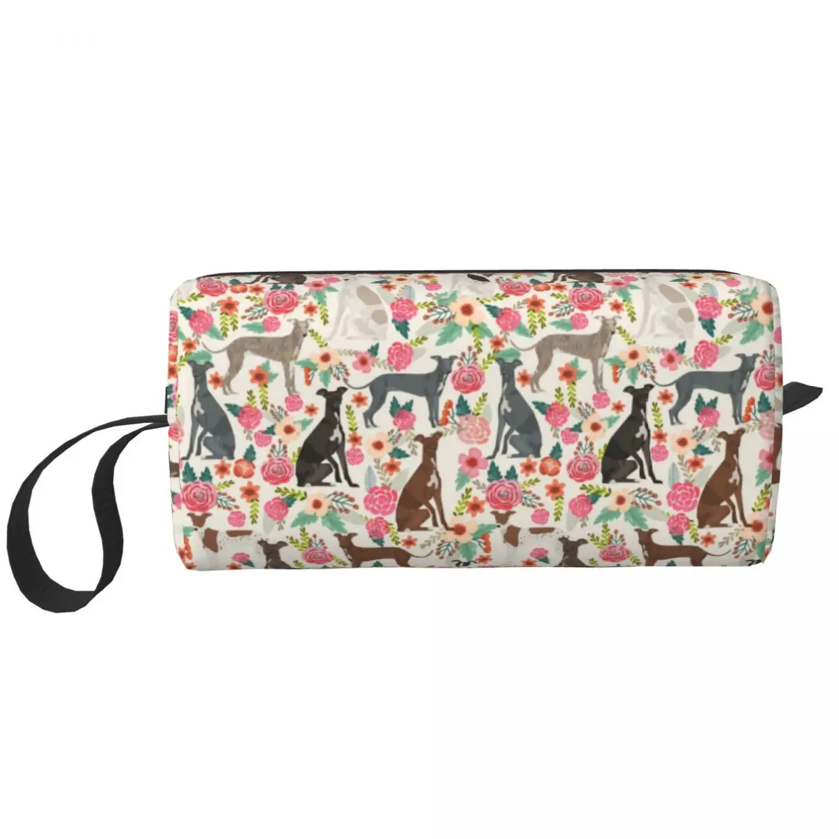 Italian Greyhound Dog Floral Toiletry Bag Sighthound Whippet Dog Cosmetic Makeup Organizer Ladies Beauty Storage Dopp Kit Case