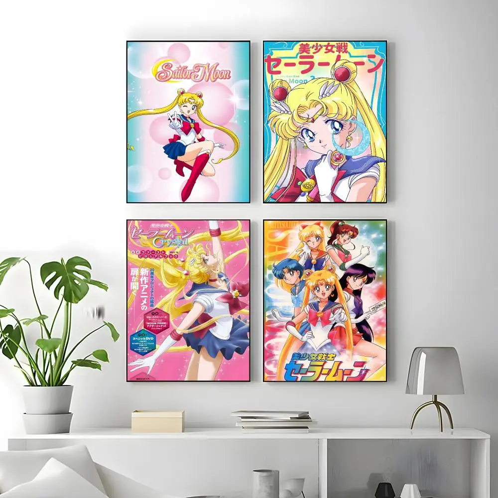 Anime Sailor Moon Poster Self-adhesive Art Waterproof Paper Sticker Coffee House Bar Room Wall Decor