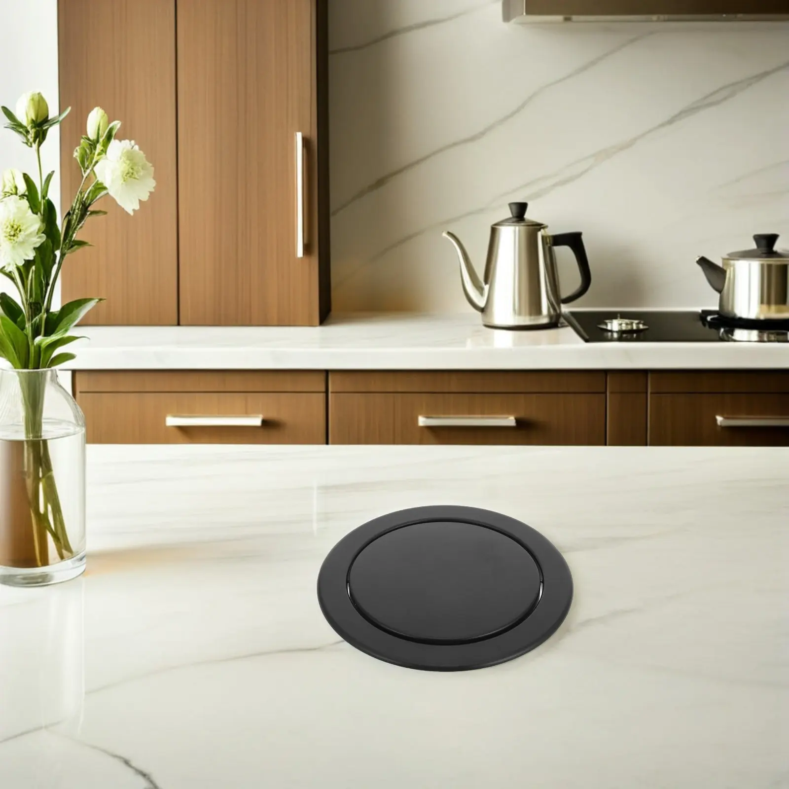 

Встраиваемая круглая крышка для мусорного бака из нержавеющей стали, откидная, для отверстий 22-26 см