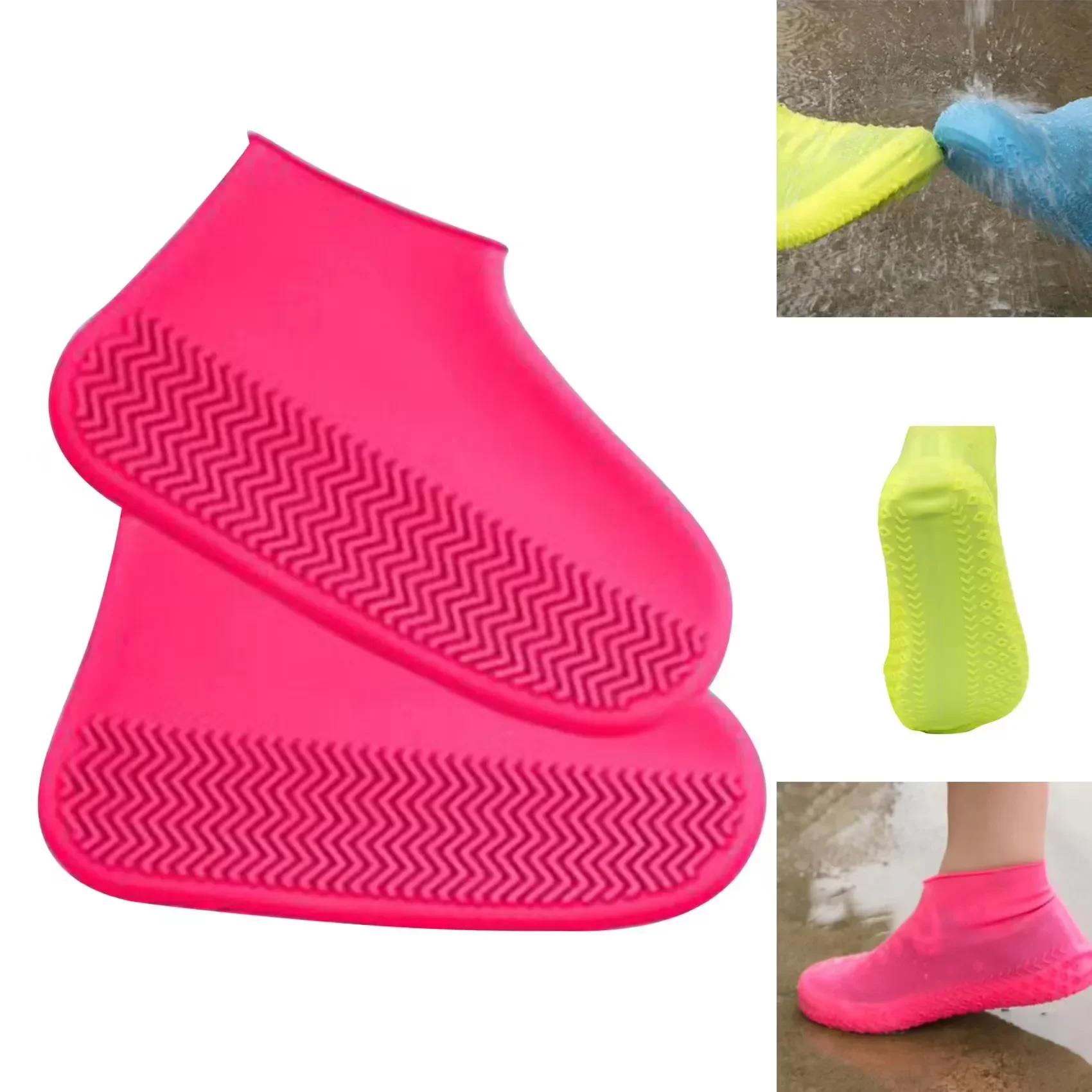 Hot Thick Silicone Rain Shoe Covers Waterproof&Anti-slip Rain Boot Covers Rainy Day Outdoor Sports Comfortable Shoe Cove