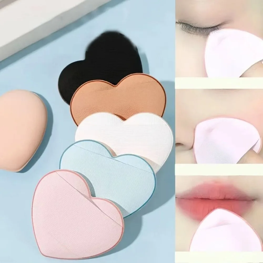 10pcs Mini Heart-shaped Finger Air Cushion Super Soft Lightweight Cosmetic Pad Sponge Powder Puff Set