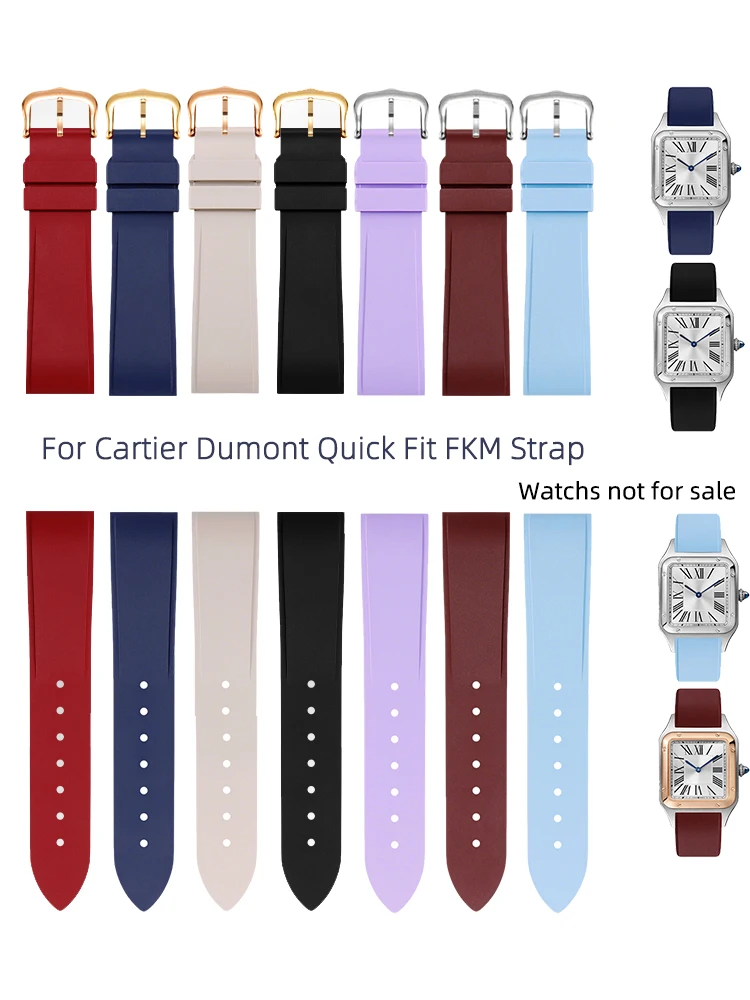 

Black blue red beige purple FMK strap Quick Fit bracelet 15.5mm 17.5mm For Cartier Santos Dumont women's strap Dustproof bands