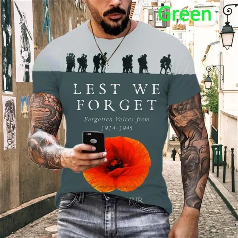 New Lest We Forget 3D Printed Men Short Sleeve T-shirt Personality Hip-hop Unisex Fashion Retro Casual Male T Shirts Sports Tees