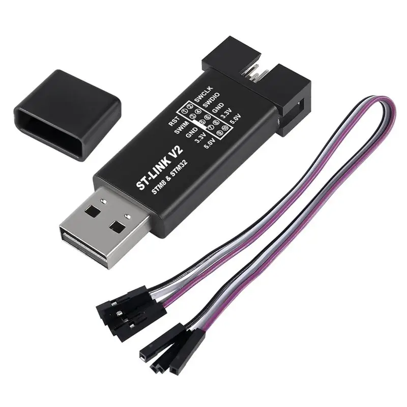 DT21 ST-Link V2 STM32 Simulator Download Programmer SWD SWIM Debugger for STM8 STM32 Aluminum Alloy Shell