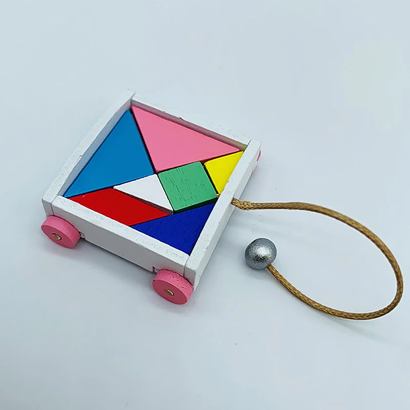 

XM 1pc wood Dollhouse Color Building Blocks Car Toys Dolls House Decorations Accessories 1/12 Dollhouse Mini Tangram Car Model