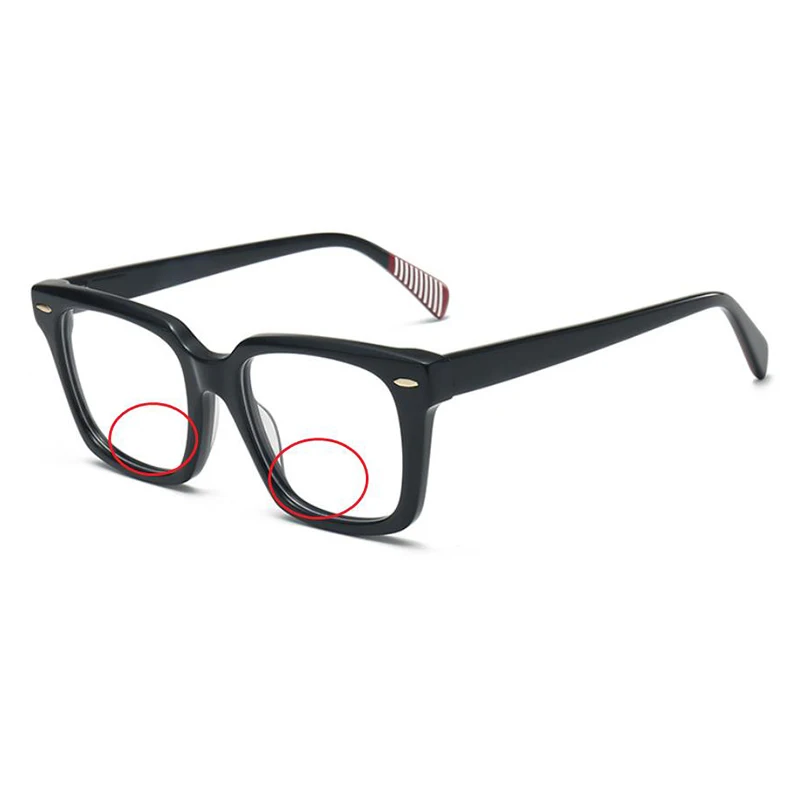 New Europe America Women Acetate Anti Blue Light Bifocal Reading Glasses Fashion Large Square Rivets Men Hyperopia Spectacles