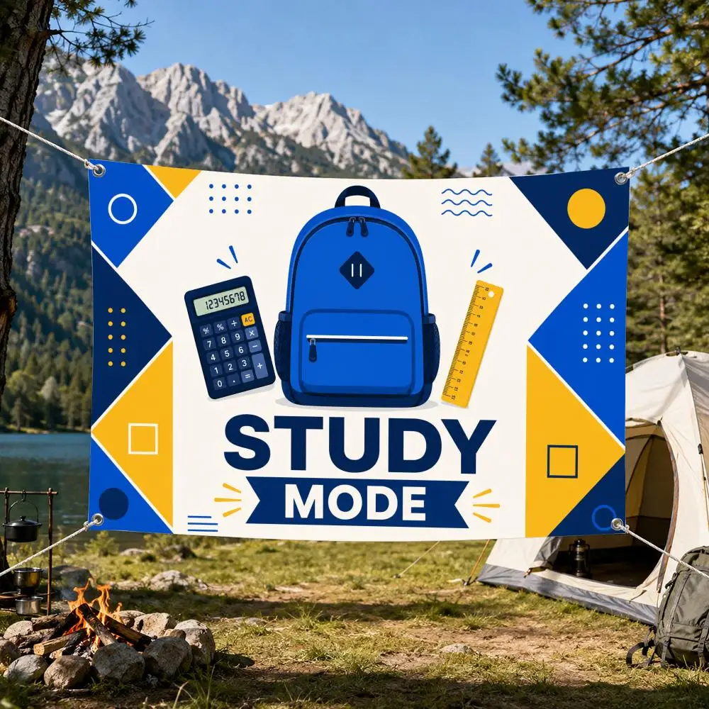 Blue schoolbag calculator and ruler Flags Aesthetic Wall Tapestry Printed Wall Hanging Living Room Party Outdoor Decor