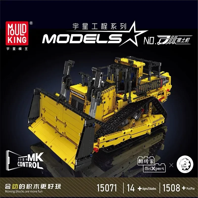 MOULD KING-Caminhão Técnico de Engenharia de Controle Remoto, Caminhão Veículo Brinquedos, Bulldozer Elétrico Building Blocks Bricks for Kids, Presente, 15071