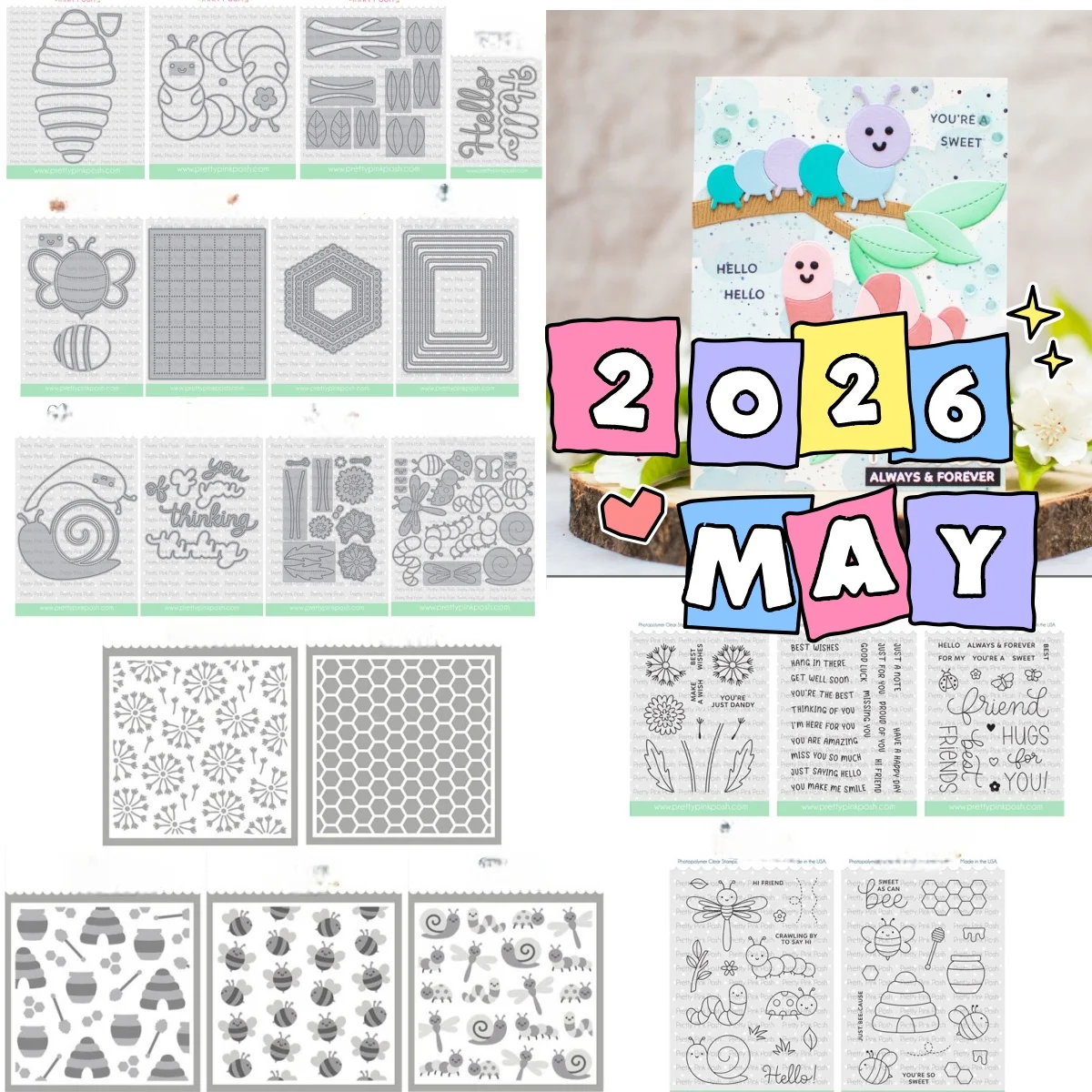 

May 2026 Snail Honeybee Ladybug Metal Cutting Dies Clear Stamps Stencil for DIY Decorating Scrapbook Gift Card Embossing Craft