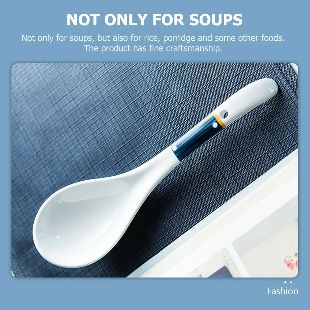 

4Pcs Ceramic Soup Spoons Simple Chic Design Safe and Convenient for Home Restaurant Rice Porridge Tableware Ceramic Spoon