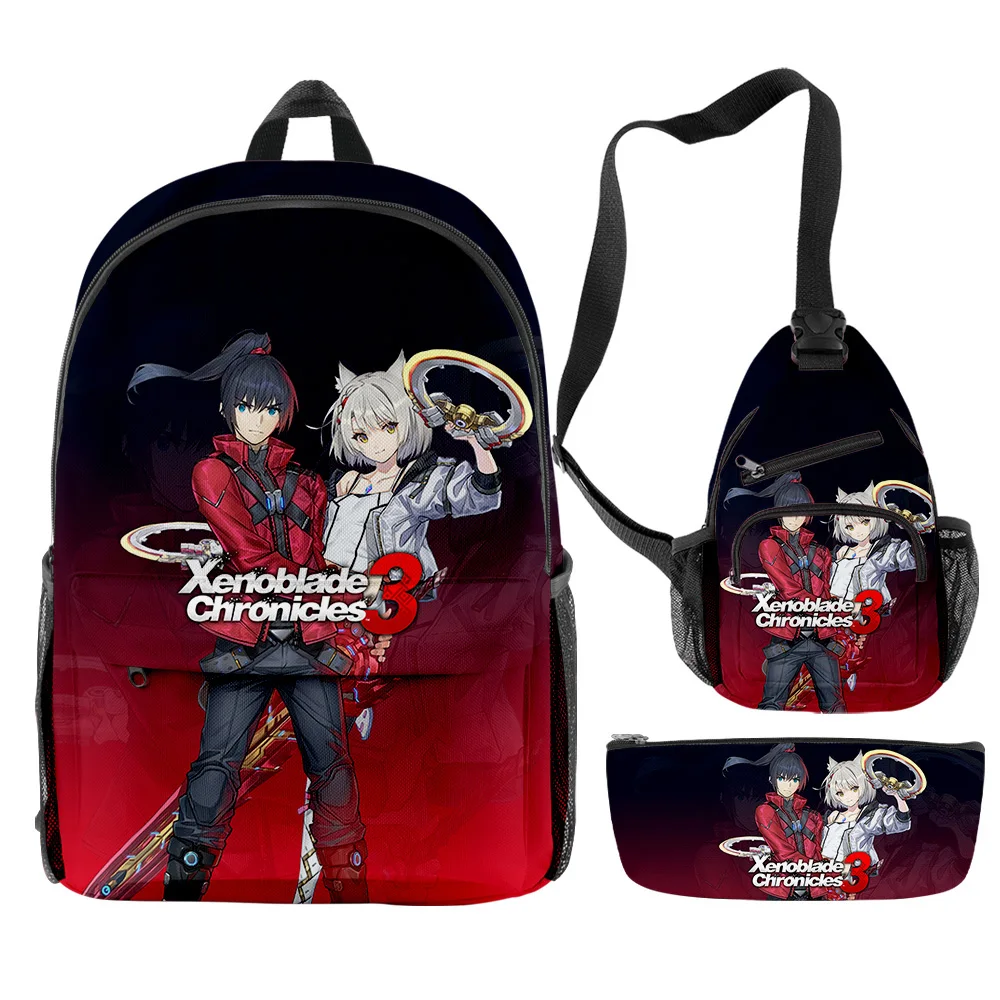 

Fashion Youthful Xenoblade Chronicles 3 Game 3pcs/Set Backpack 3D Print Bookbag Laptop Daypack Backpacks Chest Bags Pencil Case