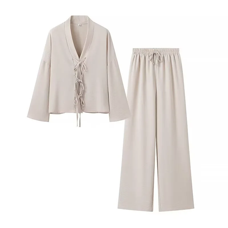 طقم جديد 2025 للسيدات من Faion irt وبنطلون مكون من قطعتين طويل Sve V-Ne مصنع صيني من مزيج البوليستر #2