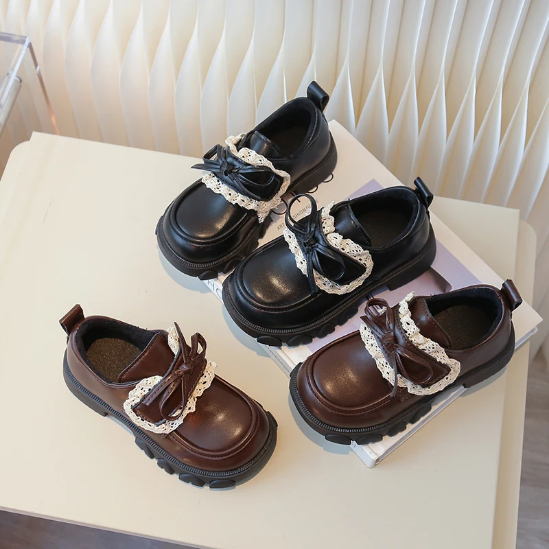 

Обувь Мэри Джейн для девочек в стиле Лолиты, зимняя милая детская модная кожаная обувь принцессы, повседневная элегантная детская хлопковая обувь с бантом