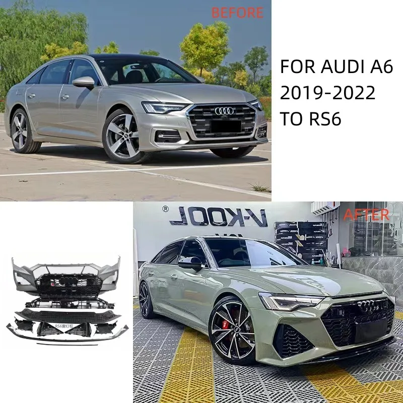 Factory price car bumper for Audi A6 to rs6 2019-2022 car body kit with rs grille front bumper complete with grille front lip