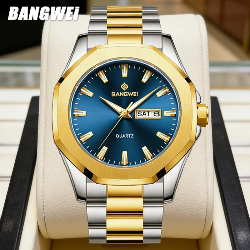 

BANGWEI 2026 New Fashion Quartz Wristwatch LIGE Business Luxury Mens Watch Sport Waterproof Luminous Date Watches Men Gift Reloj