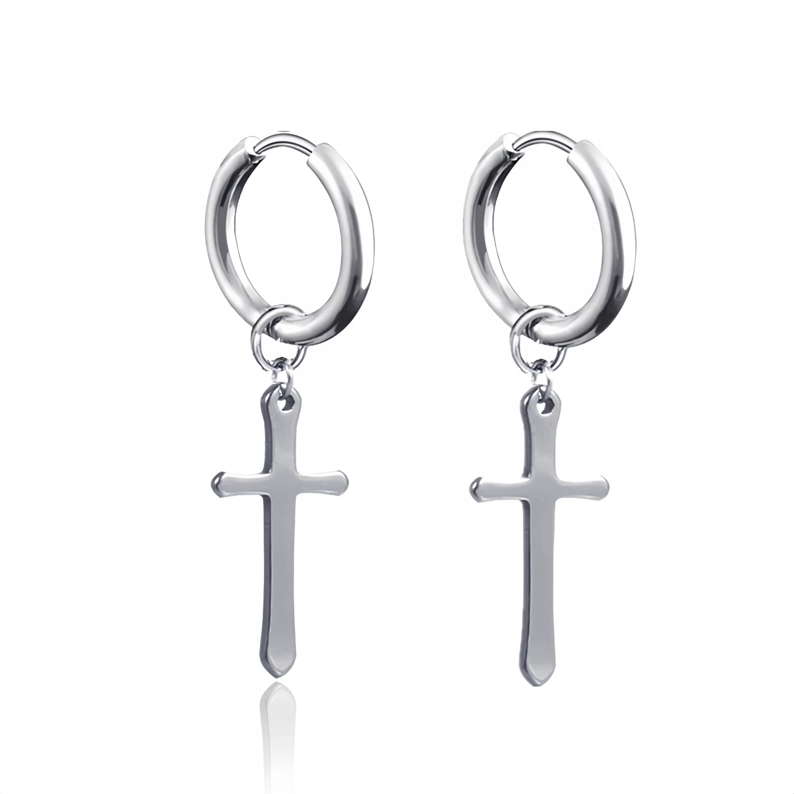 Lange hängende Kreuze Blätter Anhänger Creolen Frau Ohrringe Mann Vintage Edelstahl Hip Hop Ohr Piercing Schmuck Zubehör