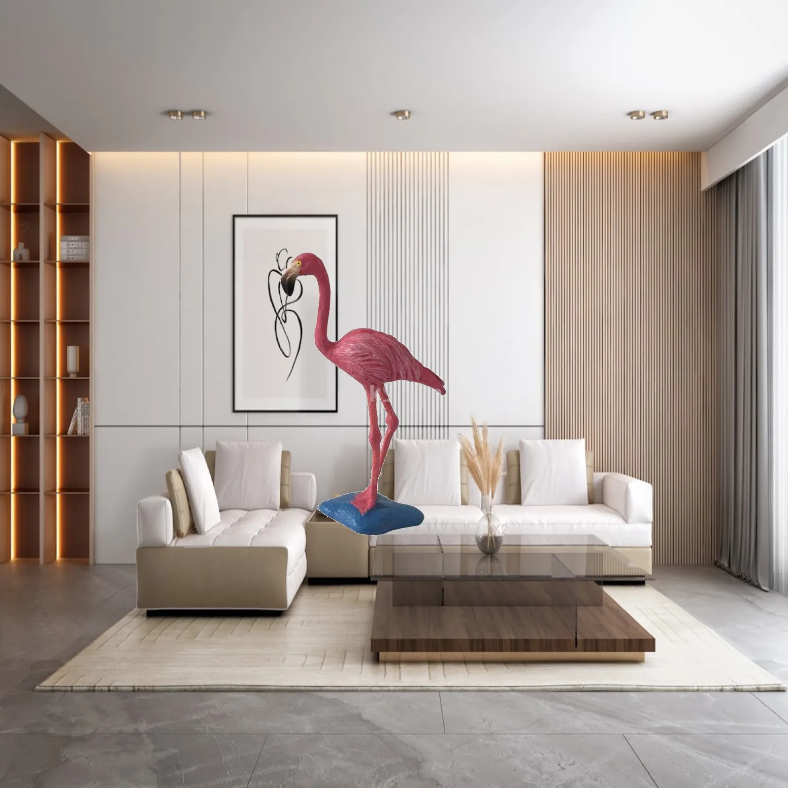 Micro Landscape Ornament PVC Flamingo Bird Figurines Decorative Birds Toy Statue for Home Decor Garden