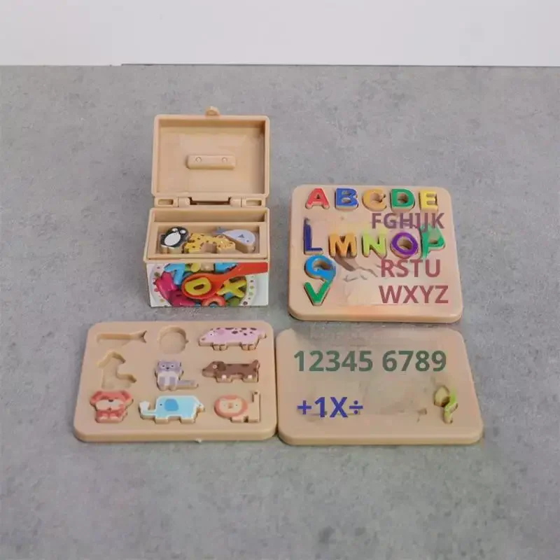 1 ensemble Miniature Simulation modèle maison de poupée lettre chiffres bloc Puzzle tri briques mathématiques petit ornement jouets pour enfants