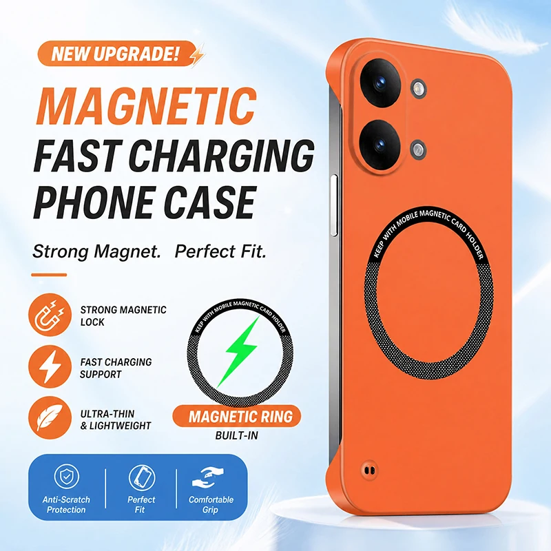 Magnetische, leichte Handyhülle für Xiaomi Poco X8 Pro Max X8Pro 5G, dünnes, rahmenloses Design, luxuriöse, hochwertige Hart-PC-Rückseite