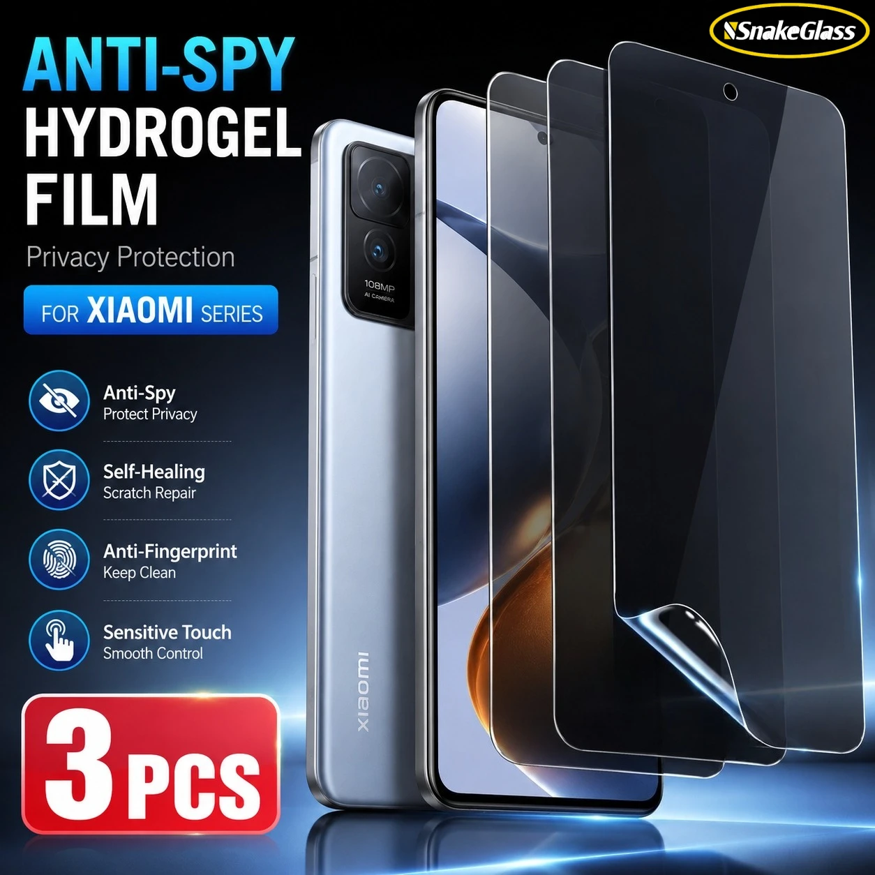 3er-Pack Sichtschutz-Hydrogelfolie für Xiaomi 17 Ultra 15 Pro 14 13 12S Pro 11T Anti-Spy Displayschutzfolie für Xiaomi 17 Pro Max 15Ultra