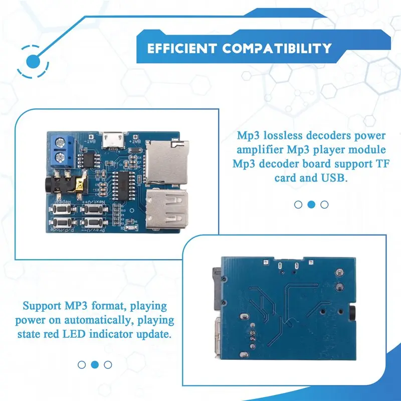 Picture 7: Y43A-Mp3 Lossless Decoders Decoding Power Amplifier Mp3 Player Audio Module Mp3 Decoder Board Support TF Card USB