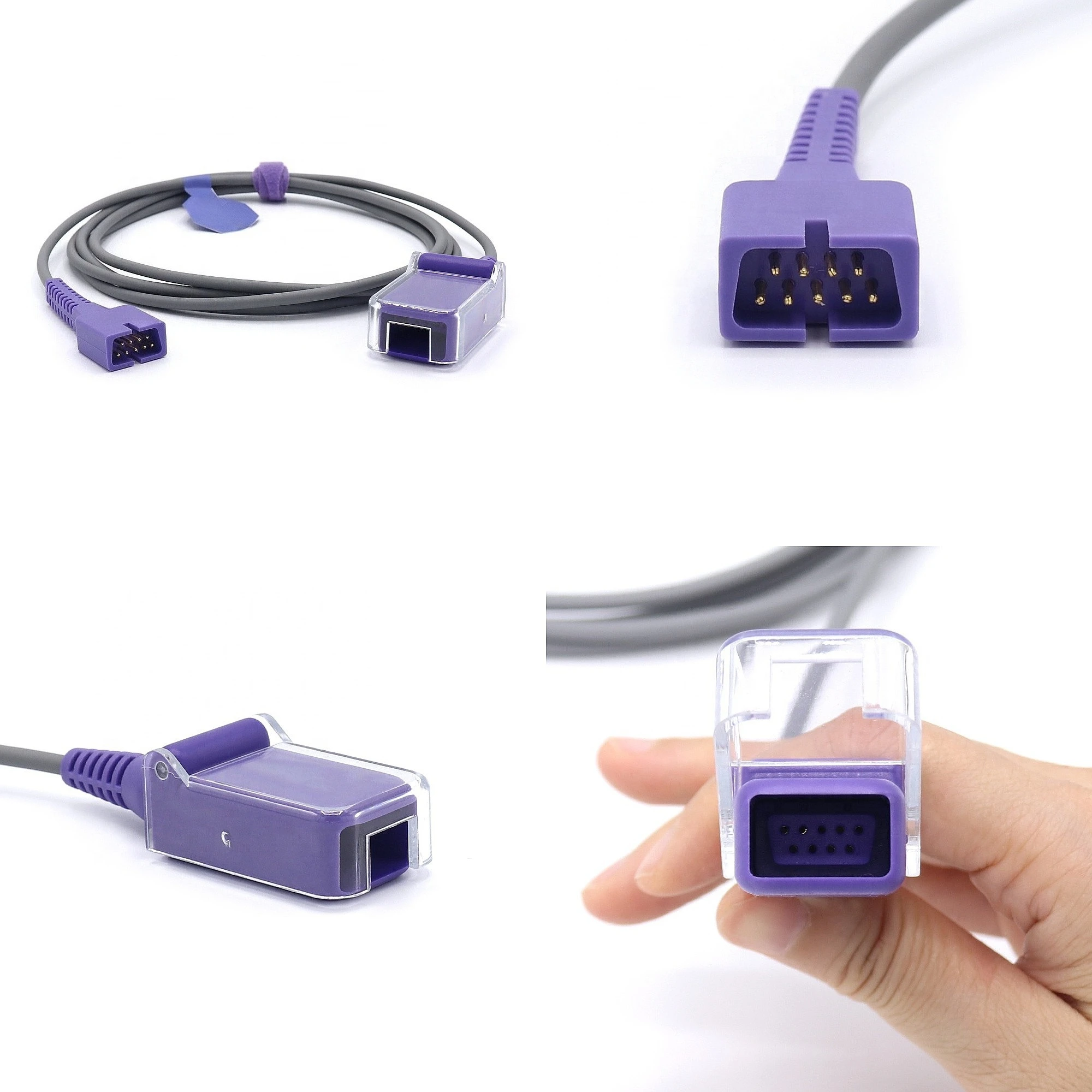 Compatible Reusable  DEC8 DEC4 SPO2 Adapter Extension Cable 9pin