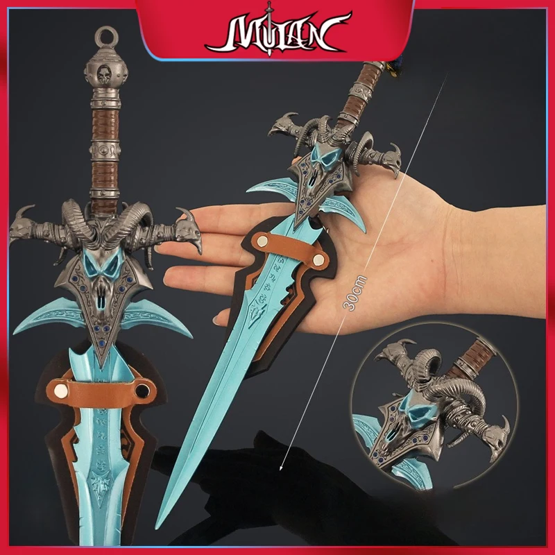 

30 CM World of Warcraft Game Peripherals Frostmourne Sleep Head Sword Metal Craft Weapon Model Collectible Desk Ornament Boy Toy